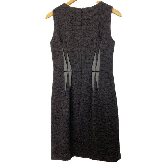 Armani Collezioni Black Boucle Sleeveless Sheath Dress Size 6 Wool Satin Darts - Picture 10 of 12